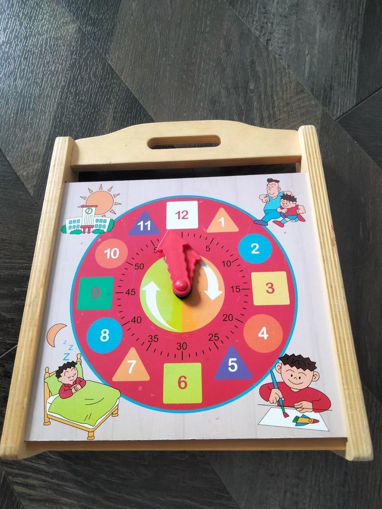 Houten leerklok en alfabet telraam met woordjes, Ophalen of Verzenden, Gebruikt, Taal en Lezen