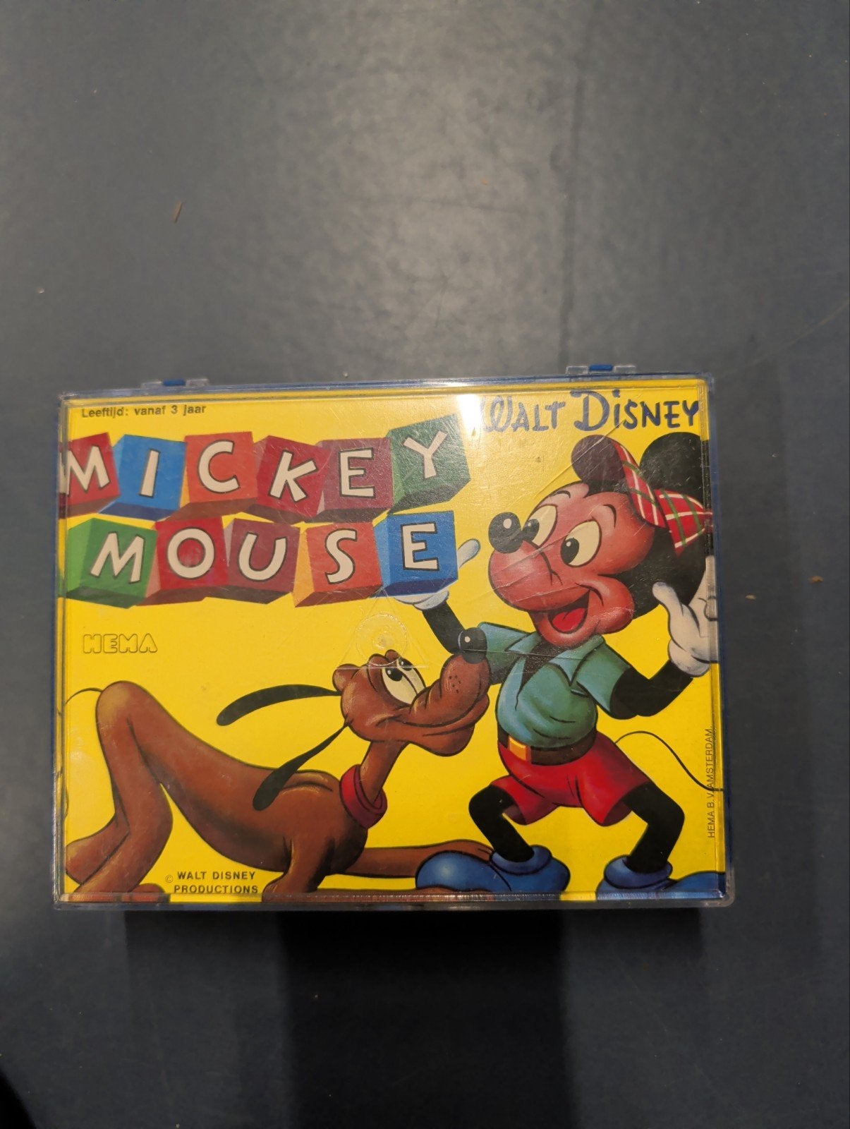 Vintage Disney Houten Blokken Puzzel - Mickey Mouse, Ophalen, 2 tot 4 jaar, Gebruikt, Van hout