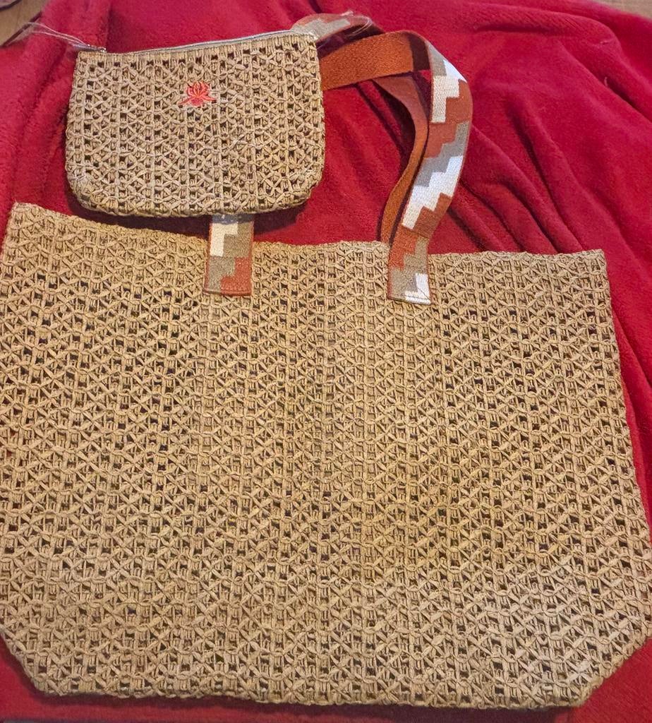Nieuwe Sisley rieten schoudertas&clutch/strandtas/bigshopper, Sieraden, Tassen en Uiterlijk, Tassen | Damestassen, Ophalen of Verzenden
