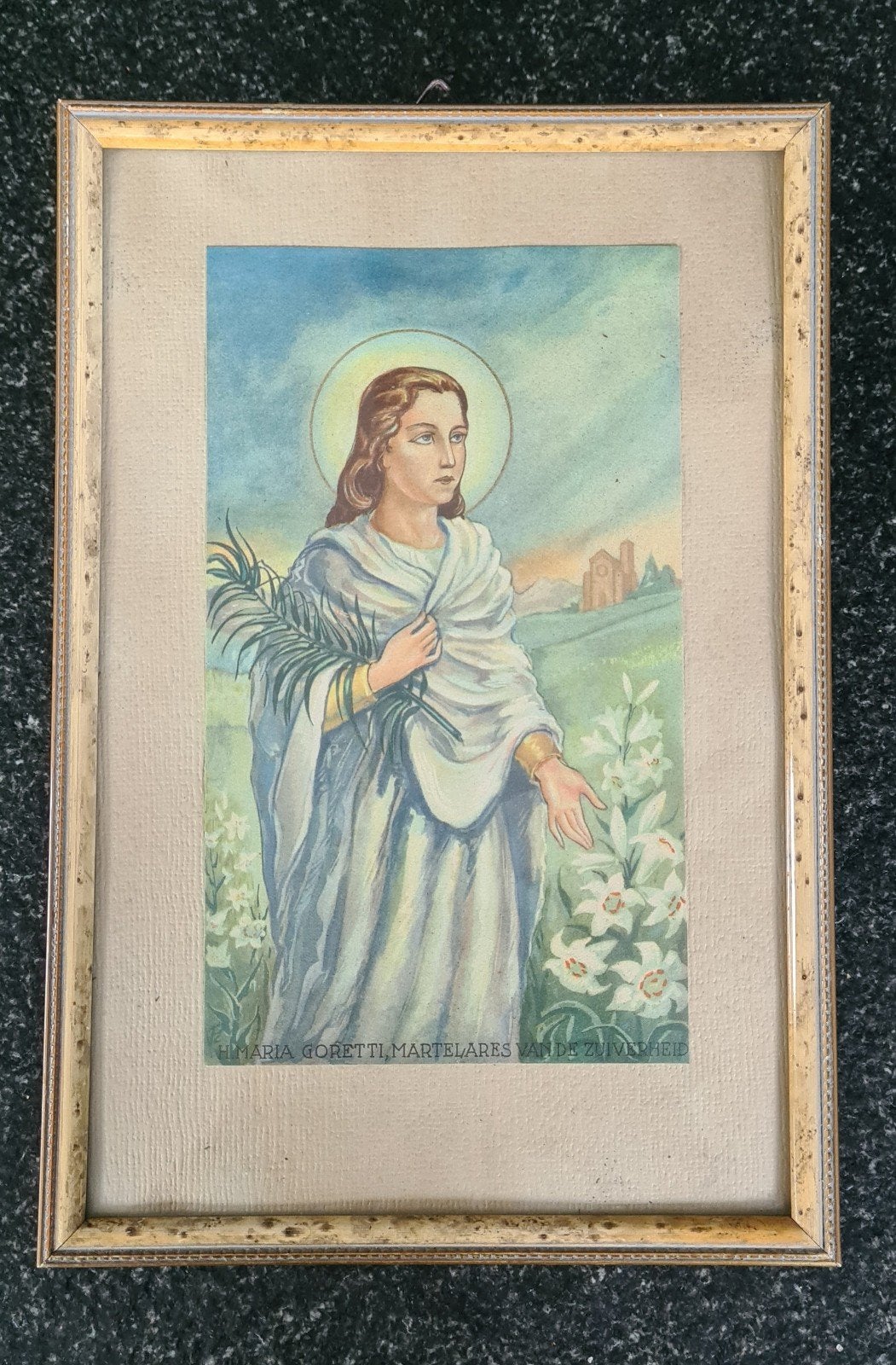 Ingelijste prent van Maria Goretti, martelares, Ophalen of Verzenden