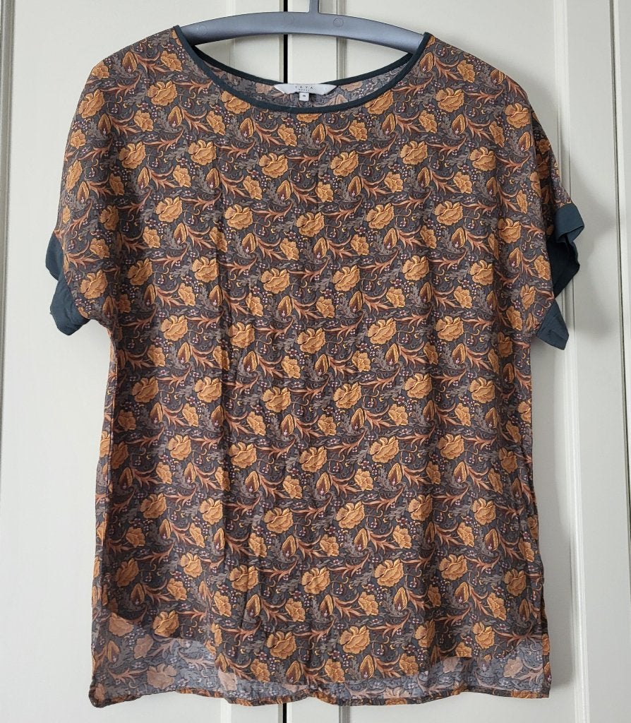 YaYa Women top, shirt, bloemen, natuurtinten, maat 36, Bruin, Ophalen of Verzenden, Zo goed als nieuw, Korte mouw