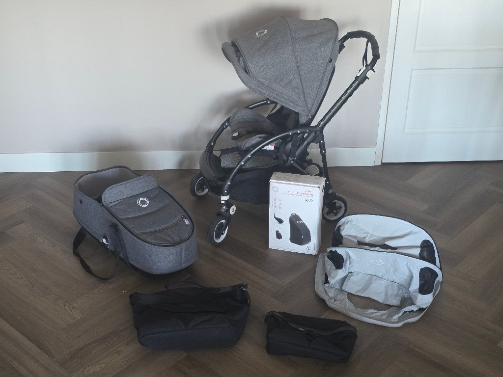 Bugaboo stroller + bassinet + 2 bags + travel bag + summer, Bugaboo, Ophalen, Kinderwagen, Verstelbare duwstang