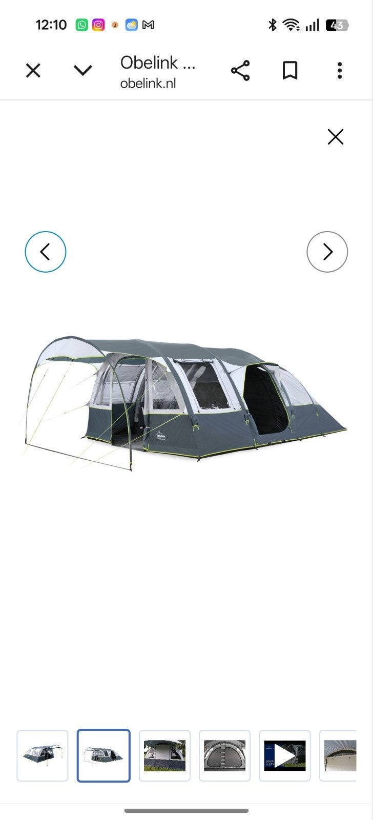 Opblaastent; Obelink Stockholm Easy Air 6, Caravans en Kamperen, Ophalen