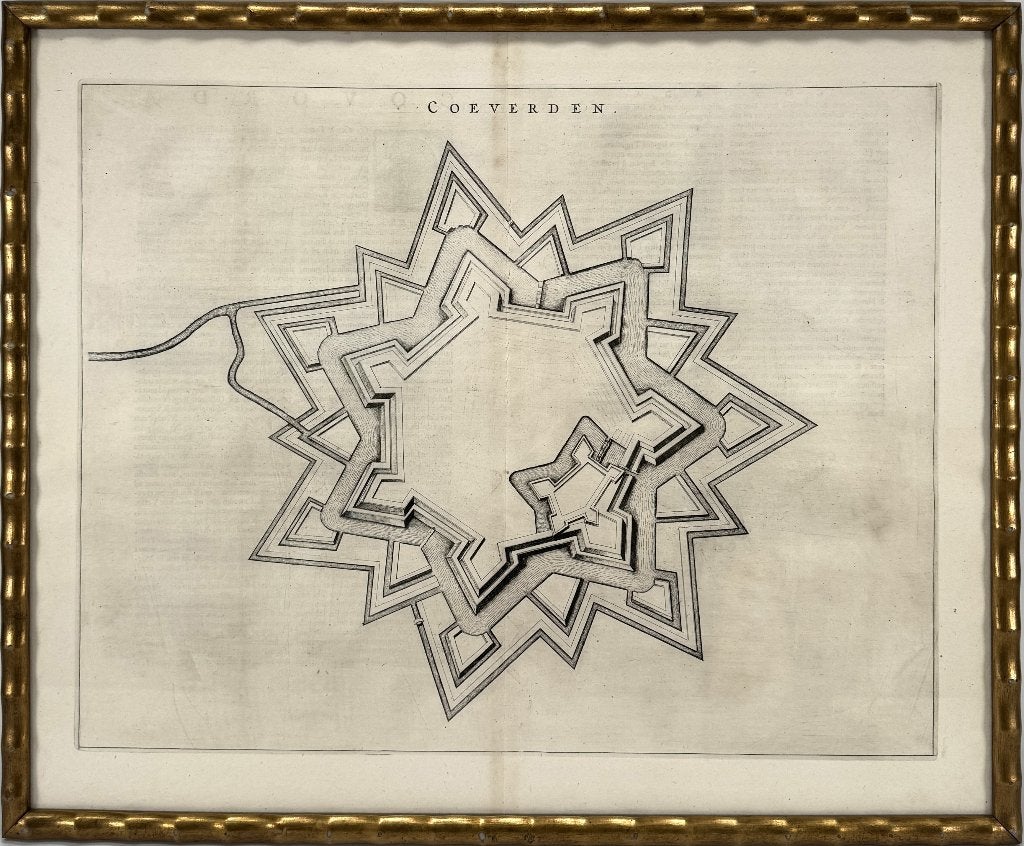 1351. Kopergravure, vestingplan Coevorden, ca. 1649, Antiek en Kunst, Ophalen