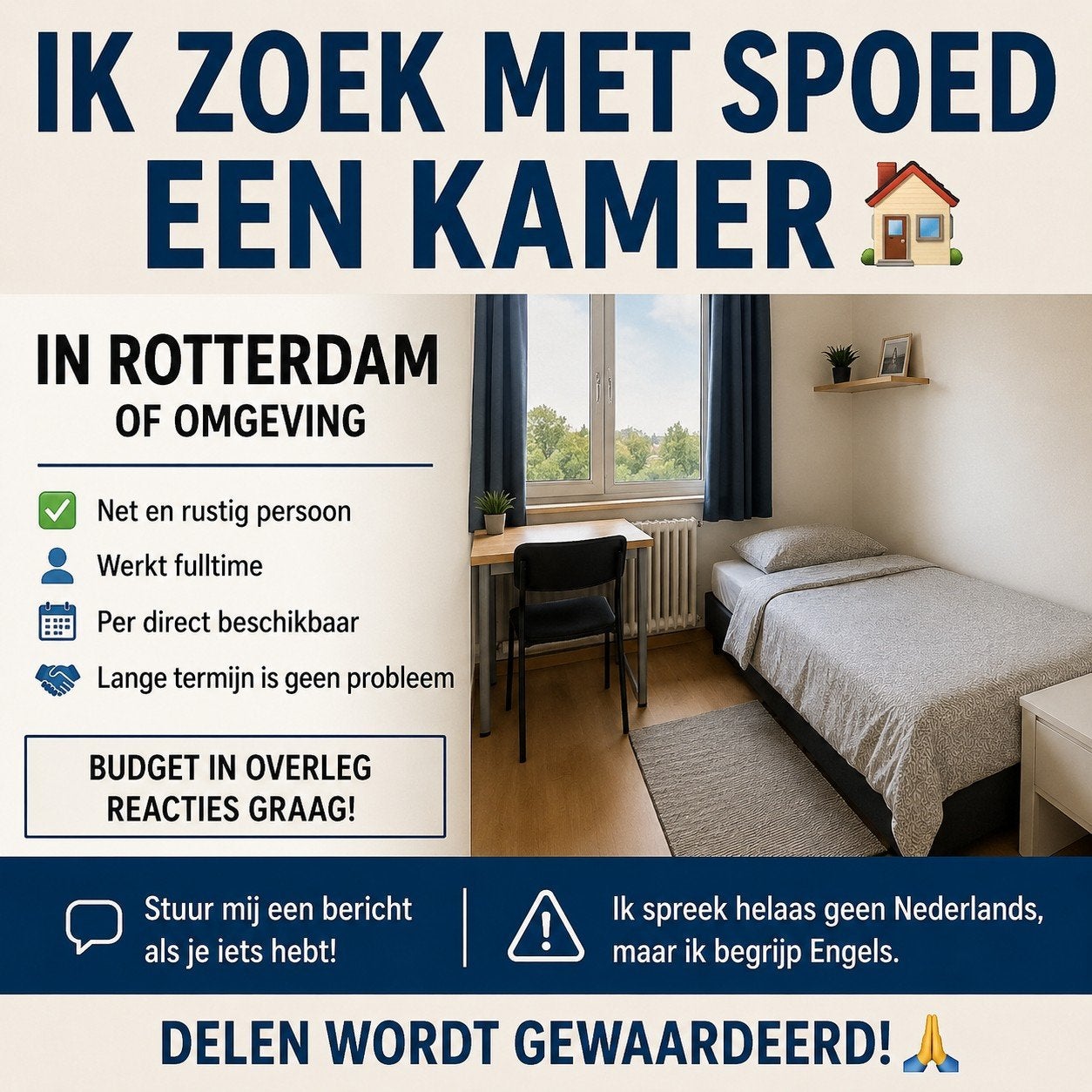 ik zoek een kamer, Huizen en Kamers, Op zoek naar een kamer