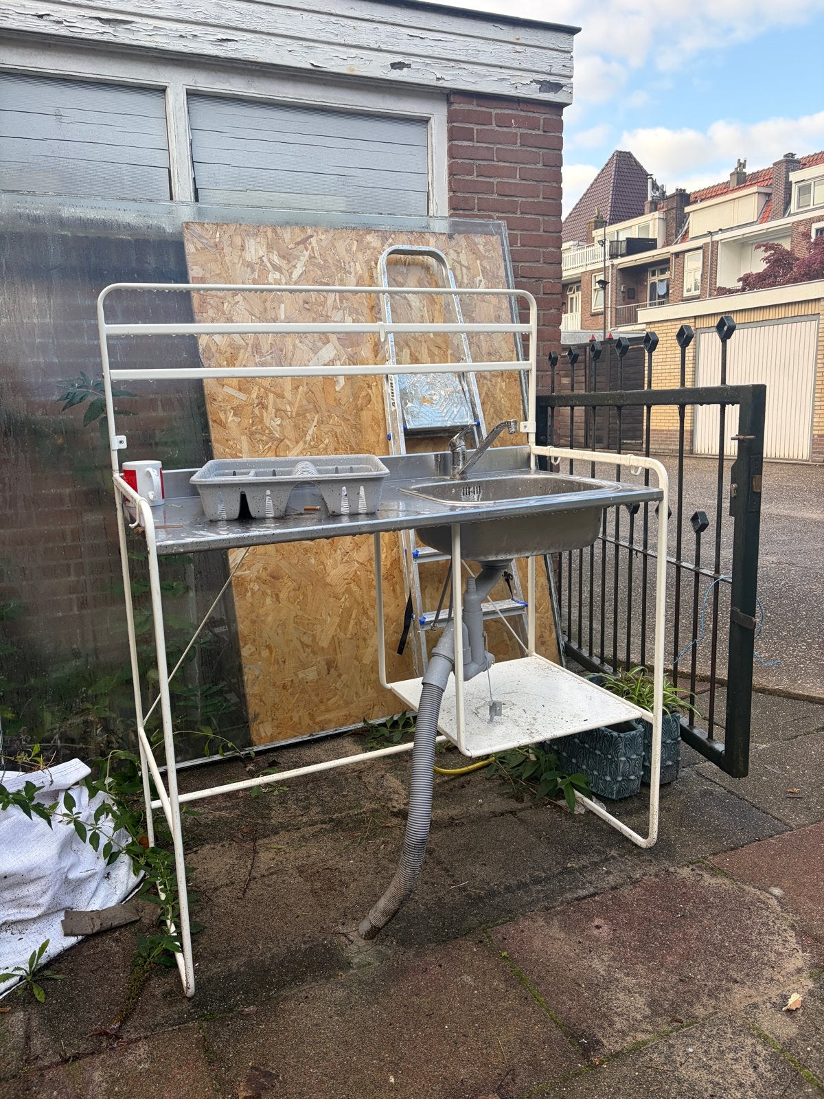 SUNNERSTA keuken met spoelbak en kraan, Ophalen, Metaal, Wit, Overige typen