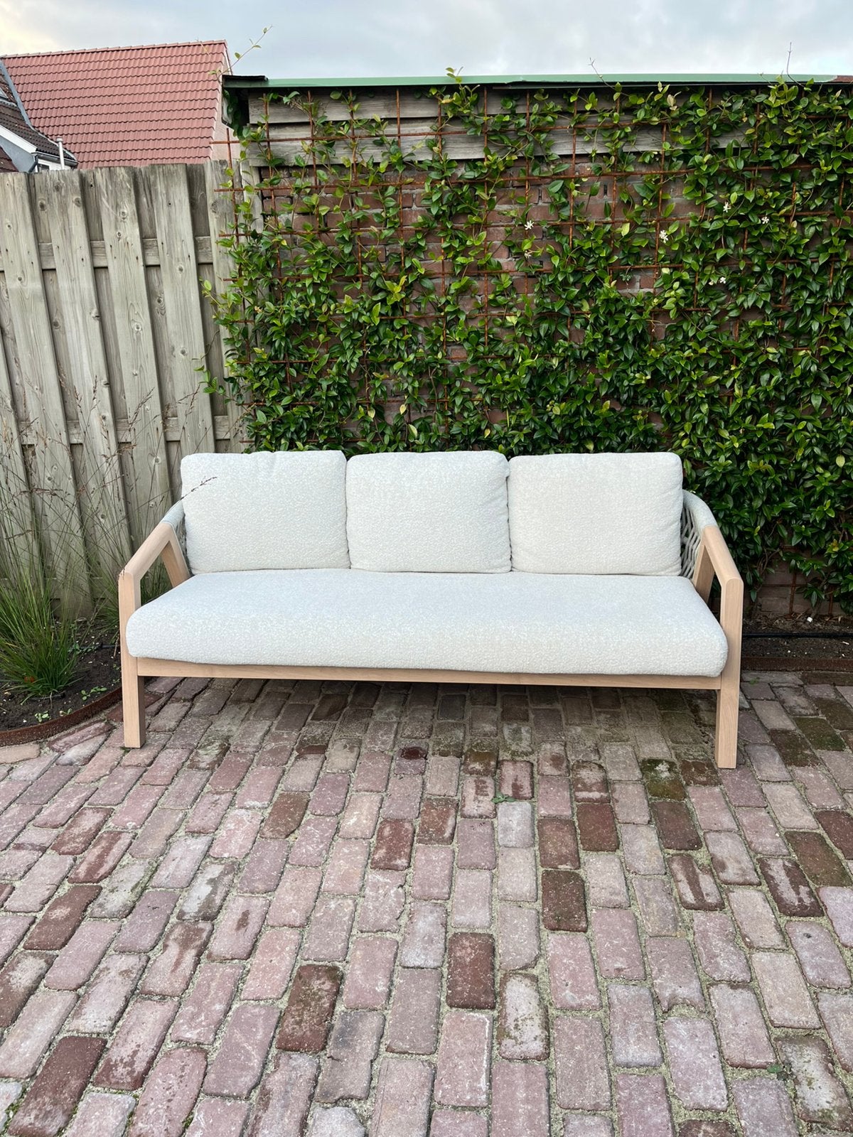 Tuinbank beige, Tuin en Terras, Ophalen, Zo goed als nieuw, Hout
