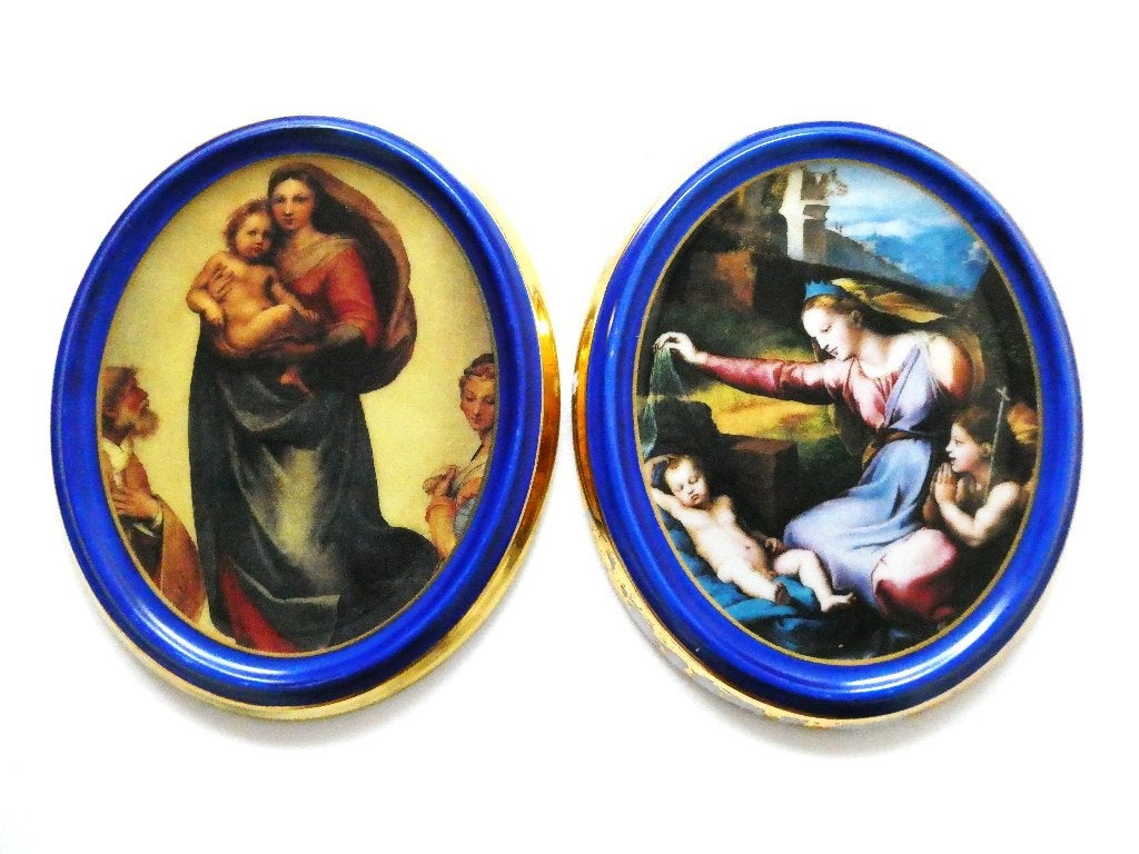 2 Meesterwerken op porselein naar Rafaël BRADEX Madonna, Ophalen of Verzenden