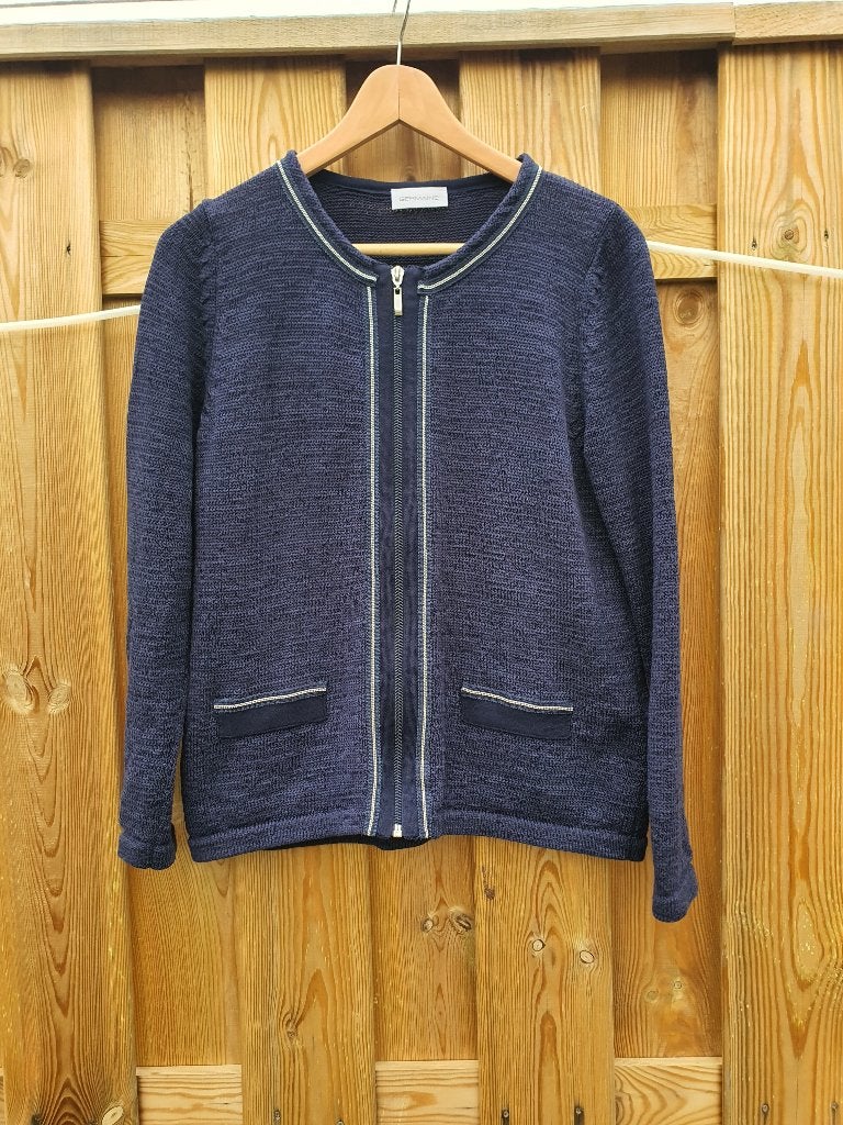Germaine vest L donkerblauw met gouden details, Ophalen of Verzenden, Zo goed als nieuw, Maat 38/40 (M), Blauw