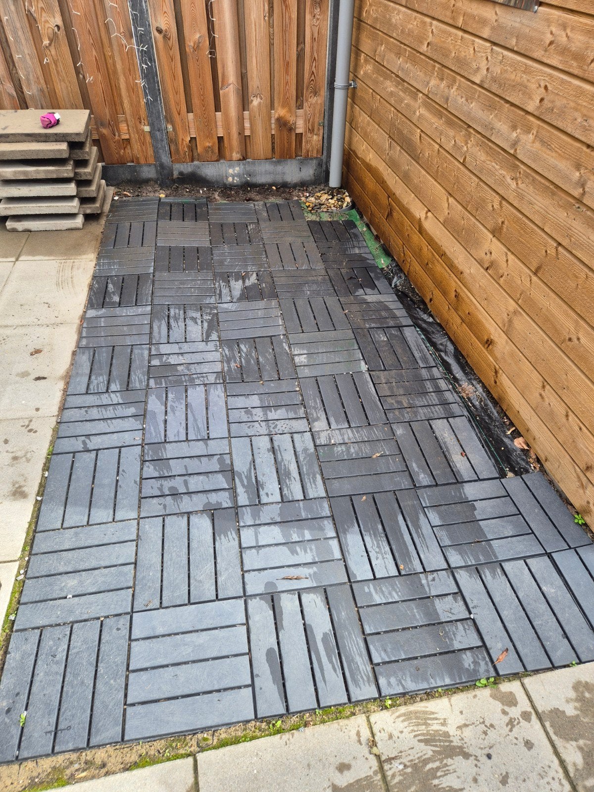 Terrastegels grijs kunststof kliksysteem, Tuin en Terras, Tegels en Klinkers, Gebruikt, Terrastegels, Kunststof, Ophalen
