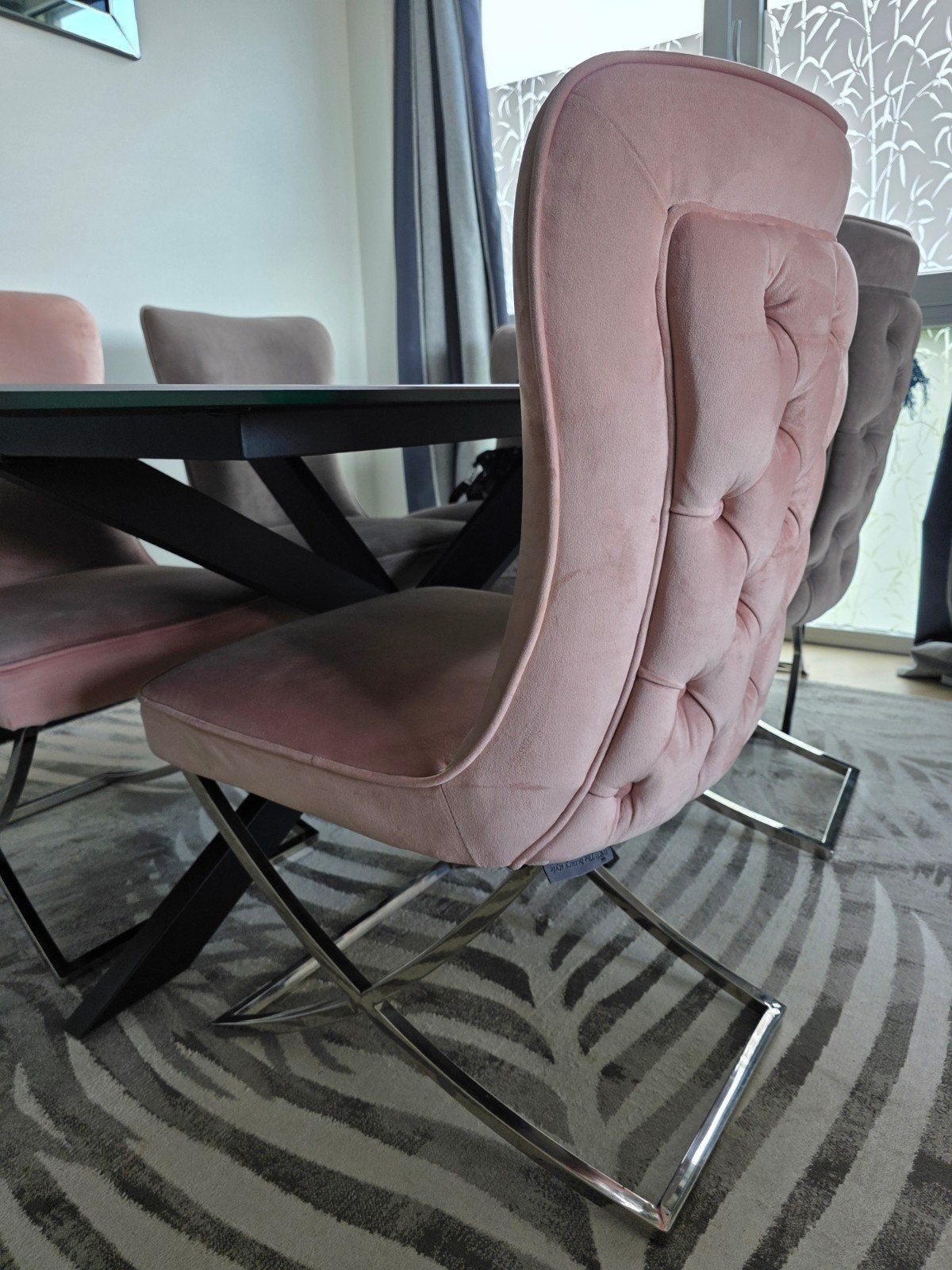 Set van 6 luxe eetkamerstoelen - Grijs en Roze, Ophalen