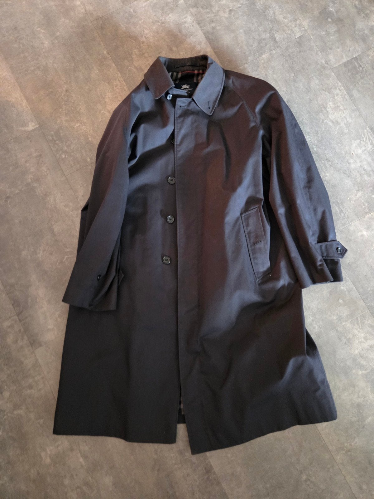 Vintage Burberry Heren Trenchcoat - Goede Staat, Maat 52/54 (L), Zwart, Ophalen of Verzenden, Gedragen