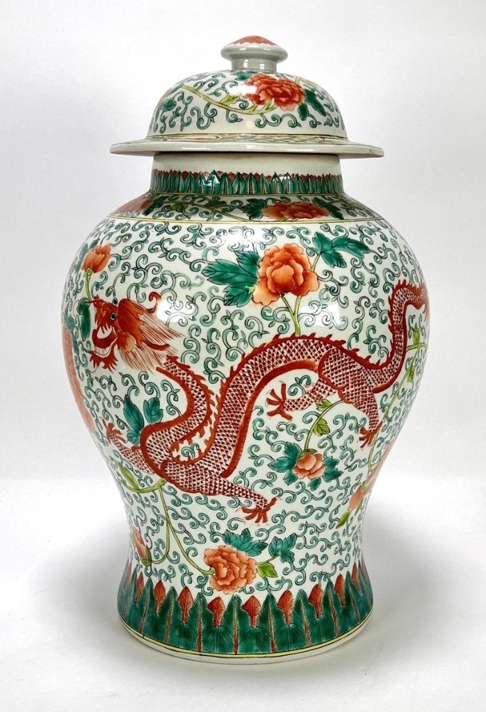 15. Dekselpot - famille verte, Qianlong-stijl, 19e eeuw, Ophalen