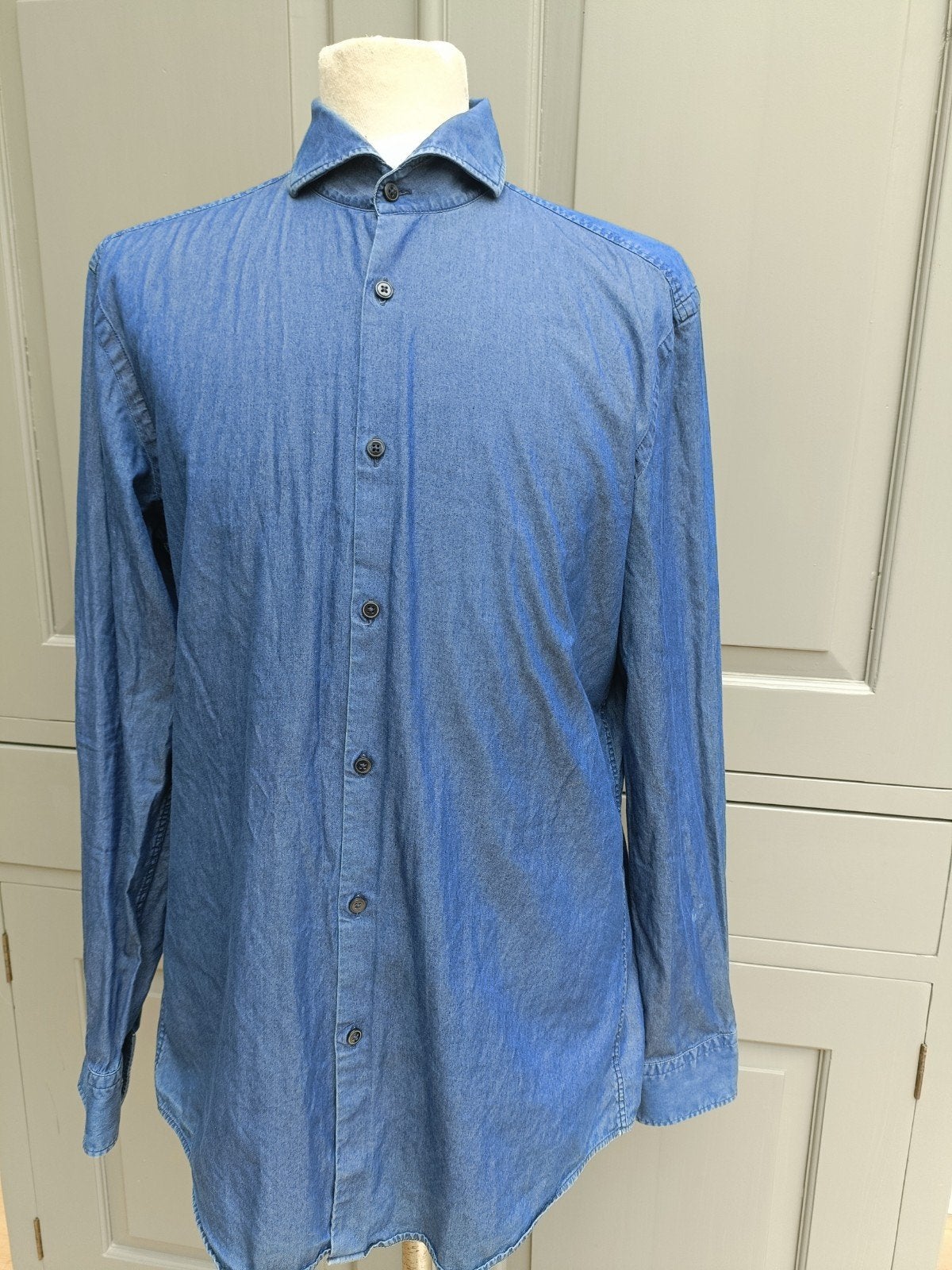 Hugo Boss overhemd, Kleding | Heren, Overhemden, Blauw, Ophalen of Verzenden, Zo goed als nieuw, Halswijdte 41/42 (L)