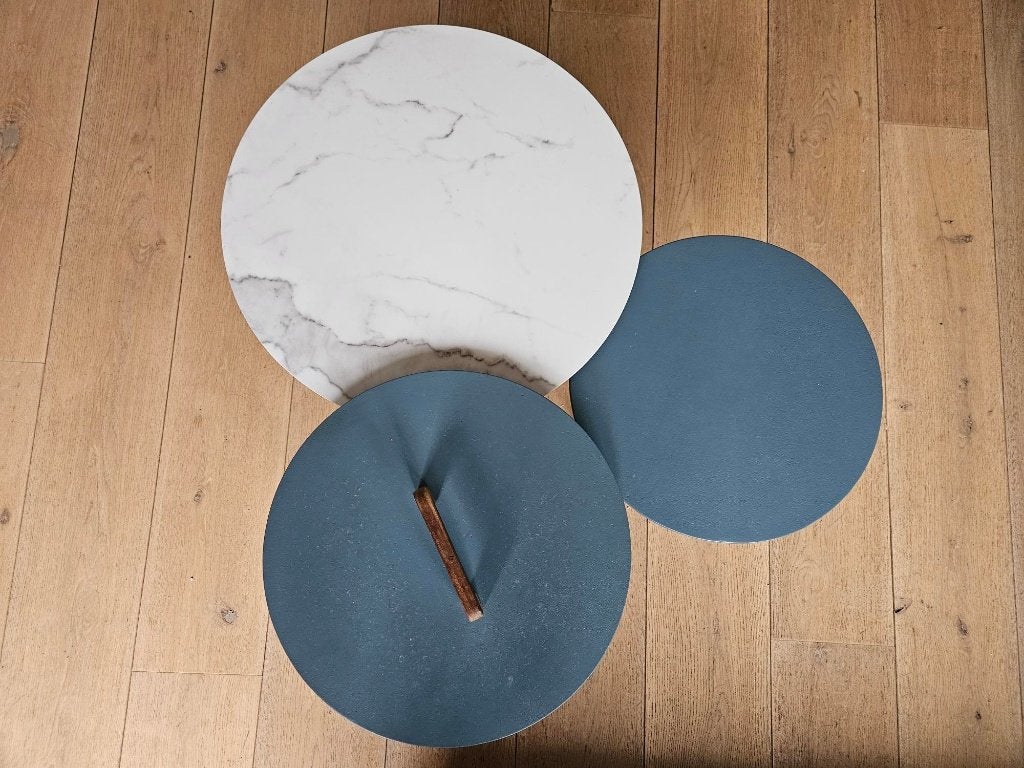3 salontafeltjes/bijzettafels van Coco Maison, Minder dan 50 cm, Gebruikt, Rond, Minder dan 50 cm