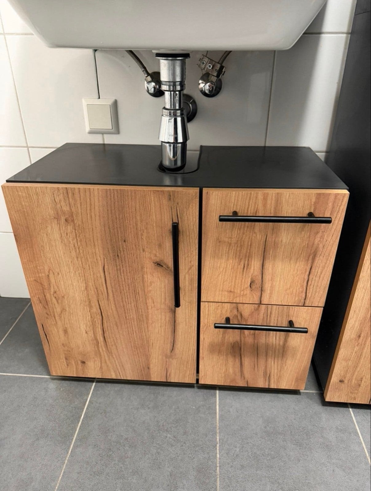 Badkamerkastenset - Wastafelkast en Hoge Kast, Huis en Inrichting, Ophalen, 50 tot 100 cm, Zo goed als nieuw, 25 tot 50 cm