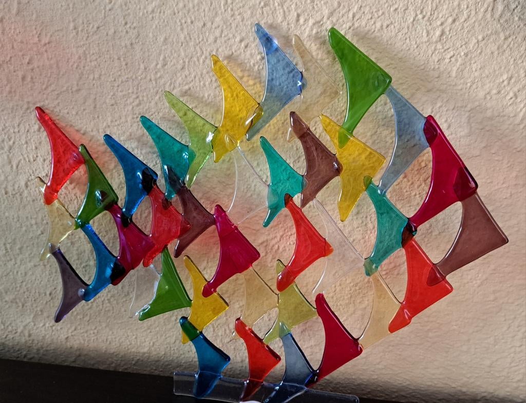 Kleurrijk glazen vissenbeeld - Modern kunstobject, Antiek en Kunst, Kunst | Designobjecten, Ophalen of Verzenden