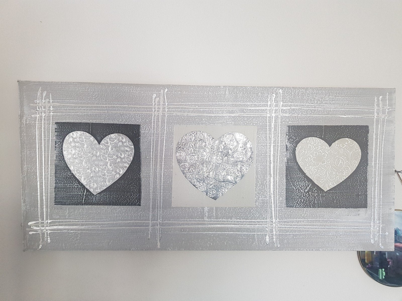 Canvas doek met hartjes, Ophalen of Verzenden, Gebruikt, Schilderij