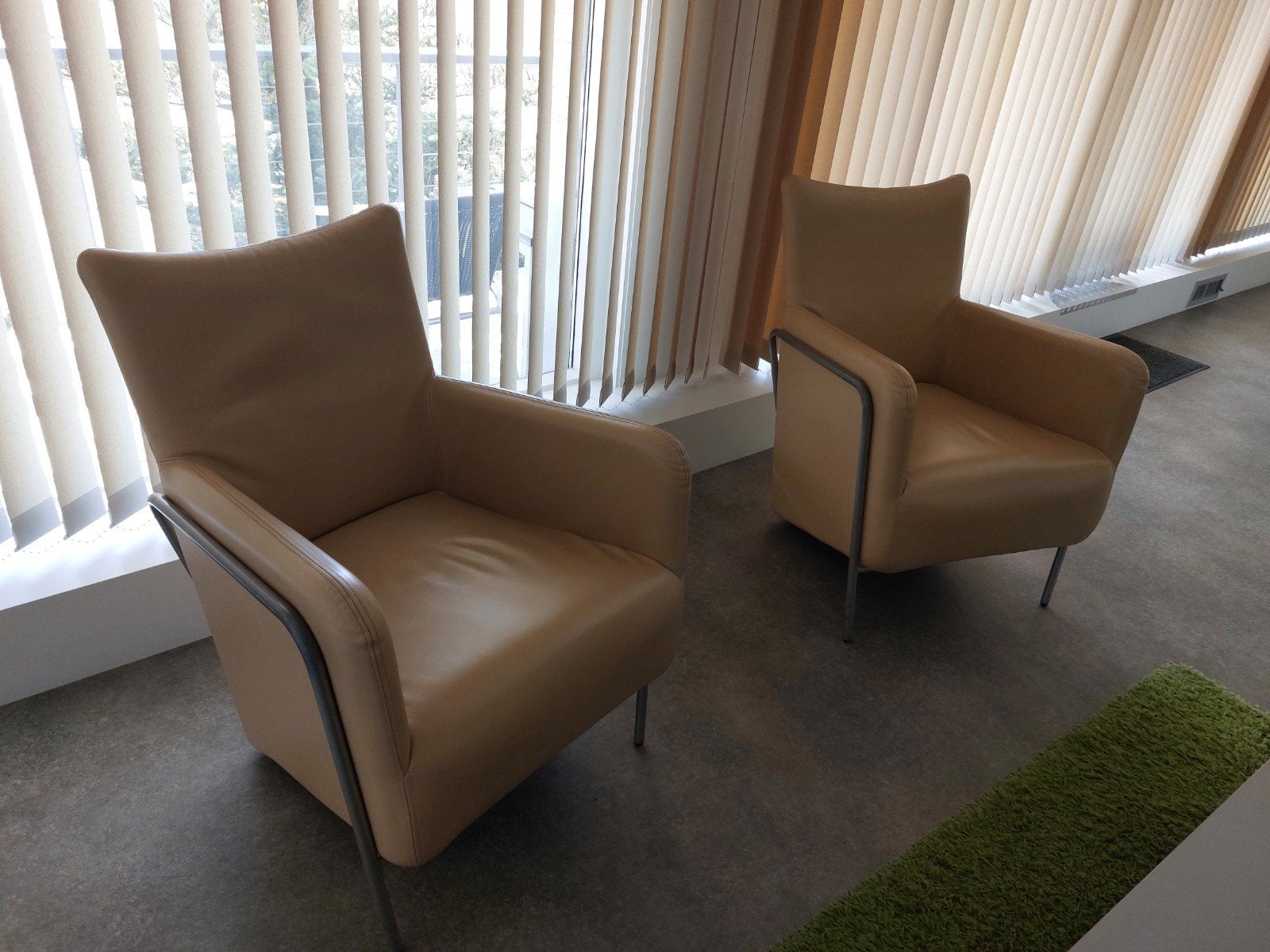 2x beige leren fauteuils van JESS Design, Ophalen, Gebruikt, Minder dan 75 cm, Leer