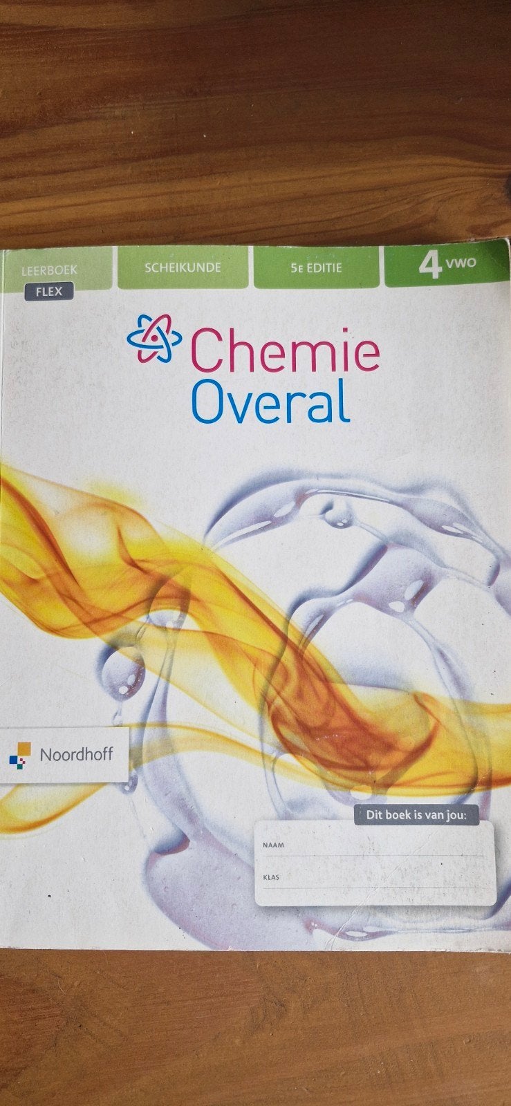 Chemie Overal 4 VWO Scheikunde Leerboek 5e editie Noordhoff, Boeken, Ophalen of Verzenden, Zo goed als nieuw, VWO, Scheikunde