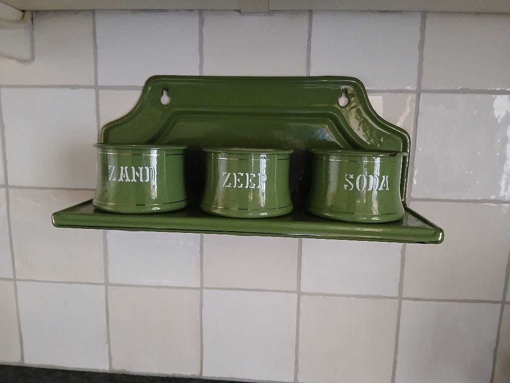 Emaille zand zeep en soda rekje, Antiek en Kunst, Antiek | Emaille, Ophalen of Verzenden