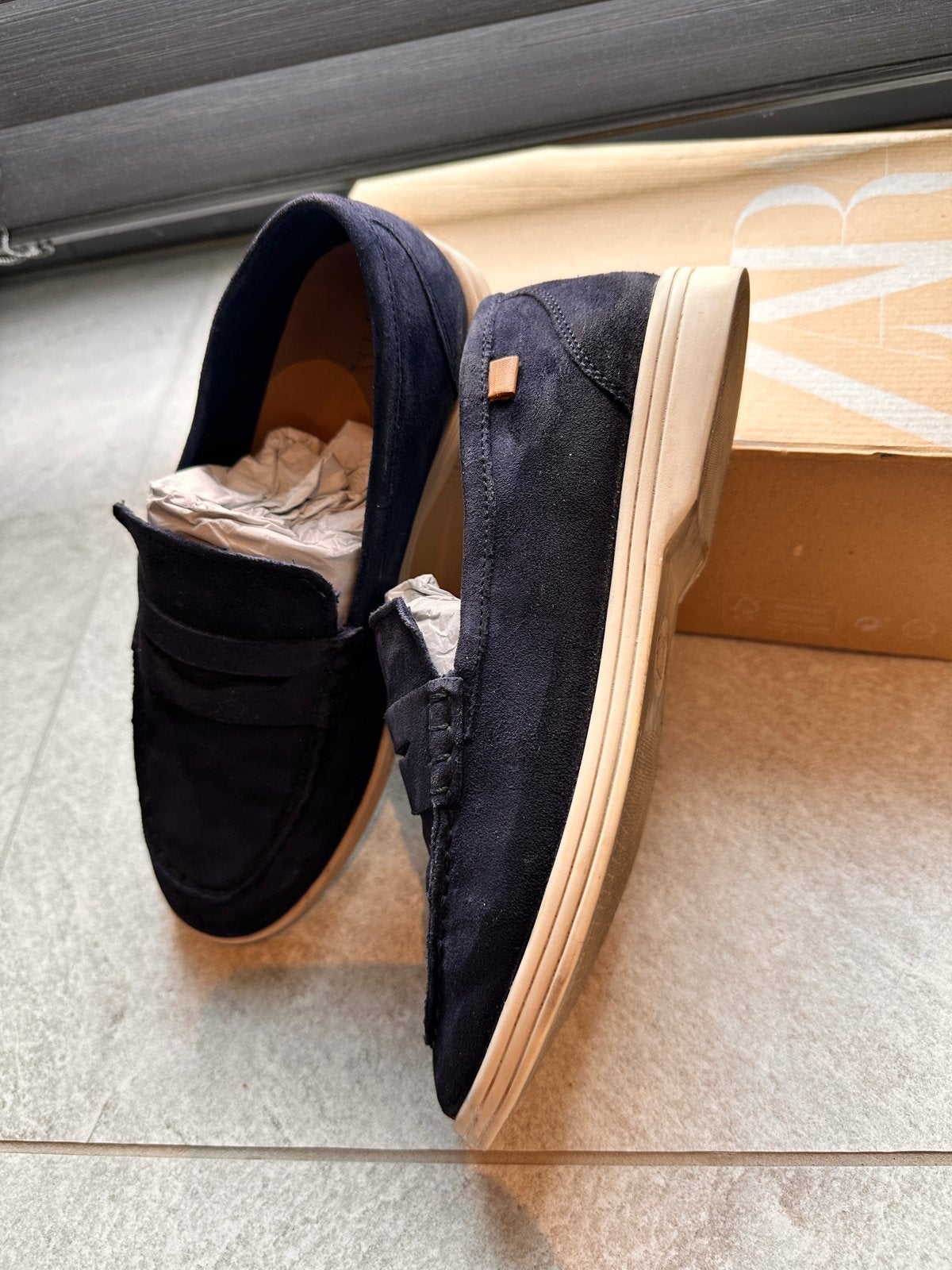 Zara suède loafers - Donkerblauw - Maat 37, Ophalen, Schoenen, Zo goed als nieuw, Jongen