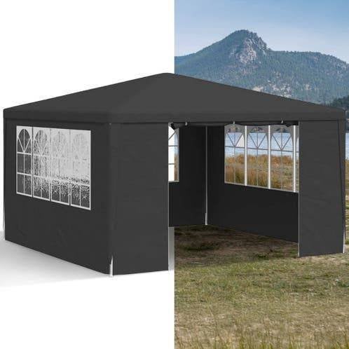 Partytent, Paviljoen, 4x4, Met Zijwanden, Antraciet, Tuin en Terras, Partytenten, Partytent, Nieuw, 4 tot 6 meter, 2 meter of meer
