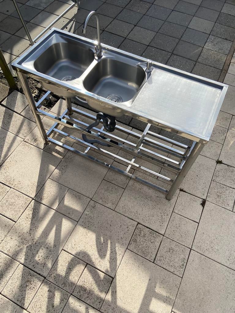 Nieuwe RVS camping wasbak spoelbak garage spoeltafel 4 ##, Ophalen, 100 tot 150 cm, Nieuw, Minder dan 100 cm