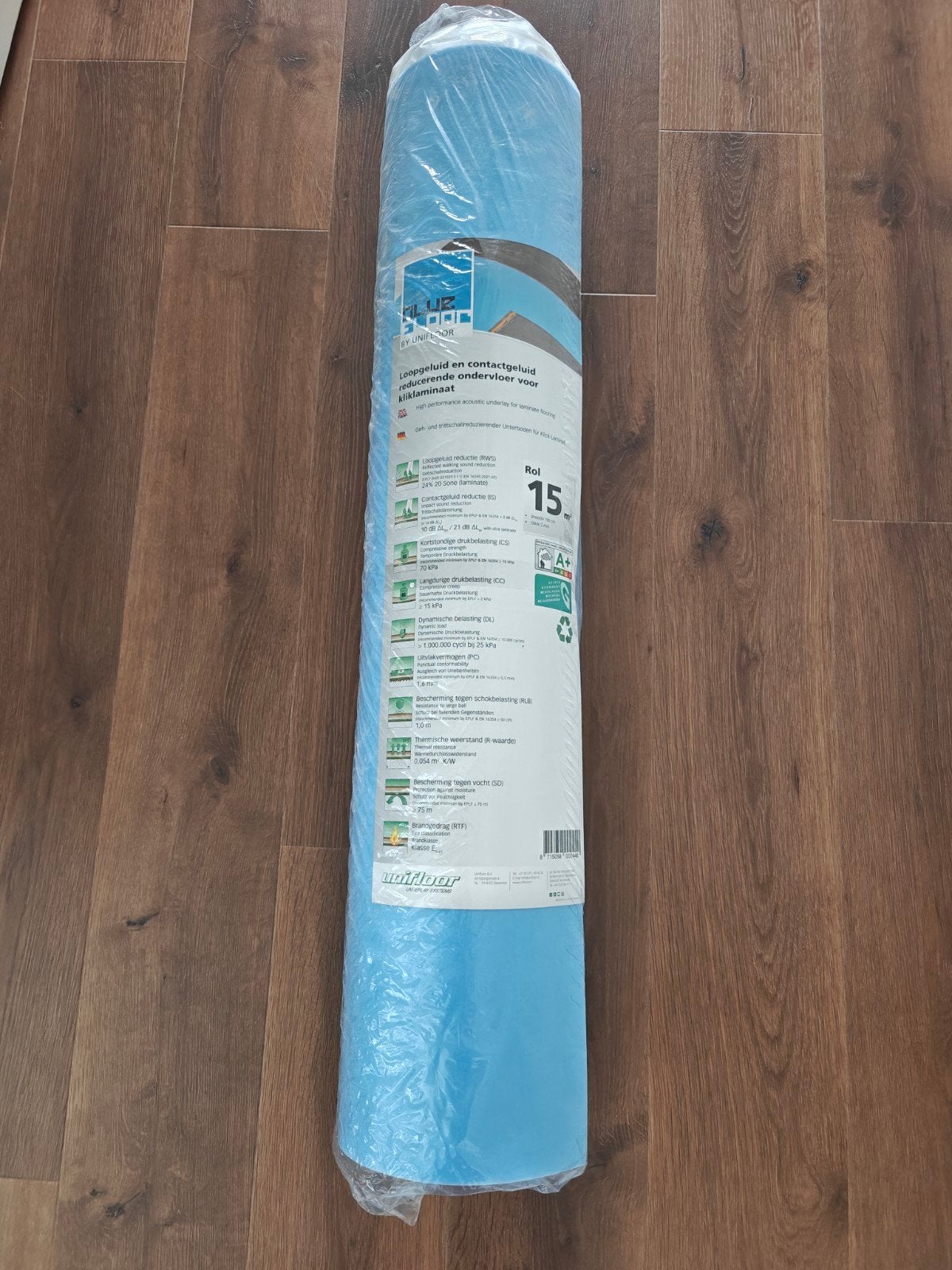 Blue Floor ondervloer voor laminaat - 15m² rol, Ophalen, Overige materialen, 30 cm of meer, Overige typen