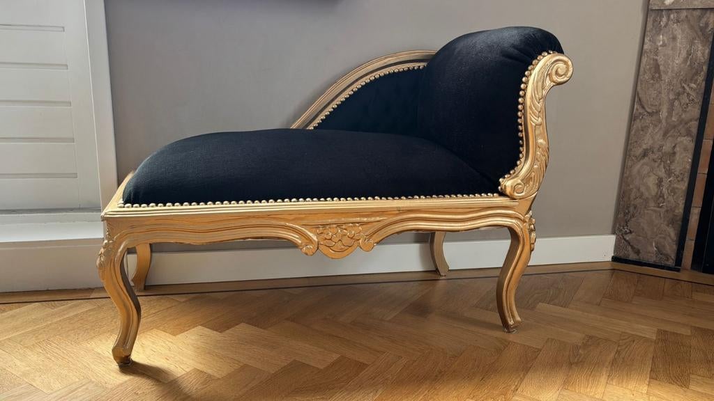 Zwarte chaise longue, Huis en Inrichting, Banken | Sofa's en Chaises Longues, Ophalen, Eenpersoons, Minder dan 150 cm