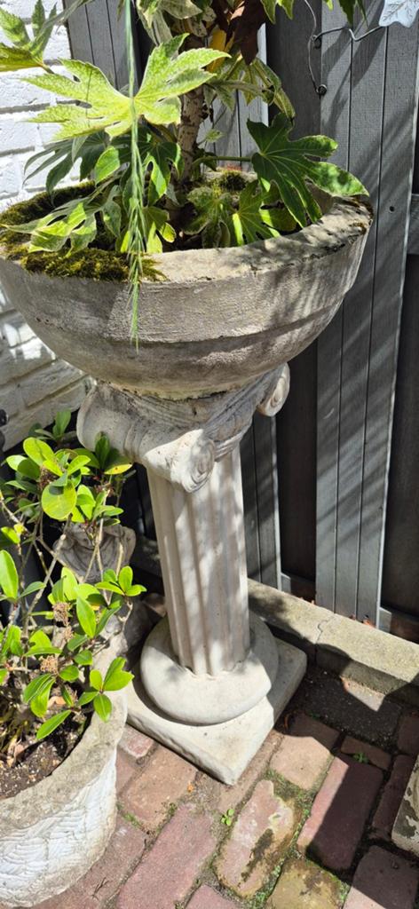 Decoratieve Betonnen Bloempot op Sokkel, Ophalen of Verzenden
