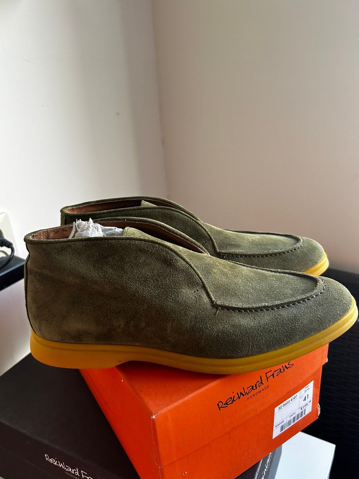 Reinhard Frans Handmade Groene Suède Boots Maat 41 Nieuw, Overige kleuren, Boots, Nieuw, Ophalen of Verzenden