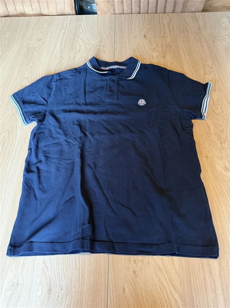 Moncler Polo Shirt Marineblauw Maat L, Ophalen of Verzenden, Zo goed als nieuw, Blauw