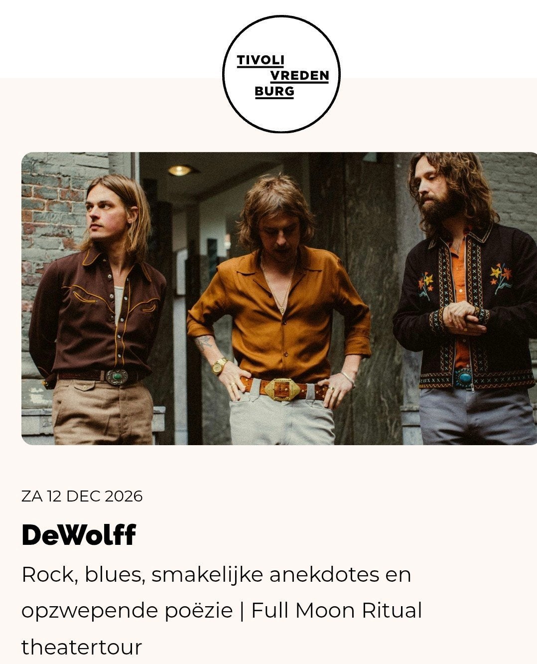 2 tickets De Wolff 12 december Tivoli Vredenburg, Twee personen, December, Hard Rock of Metal