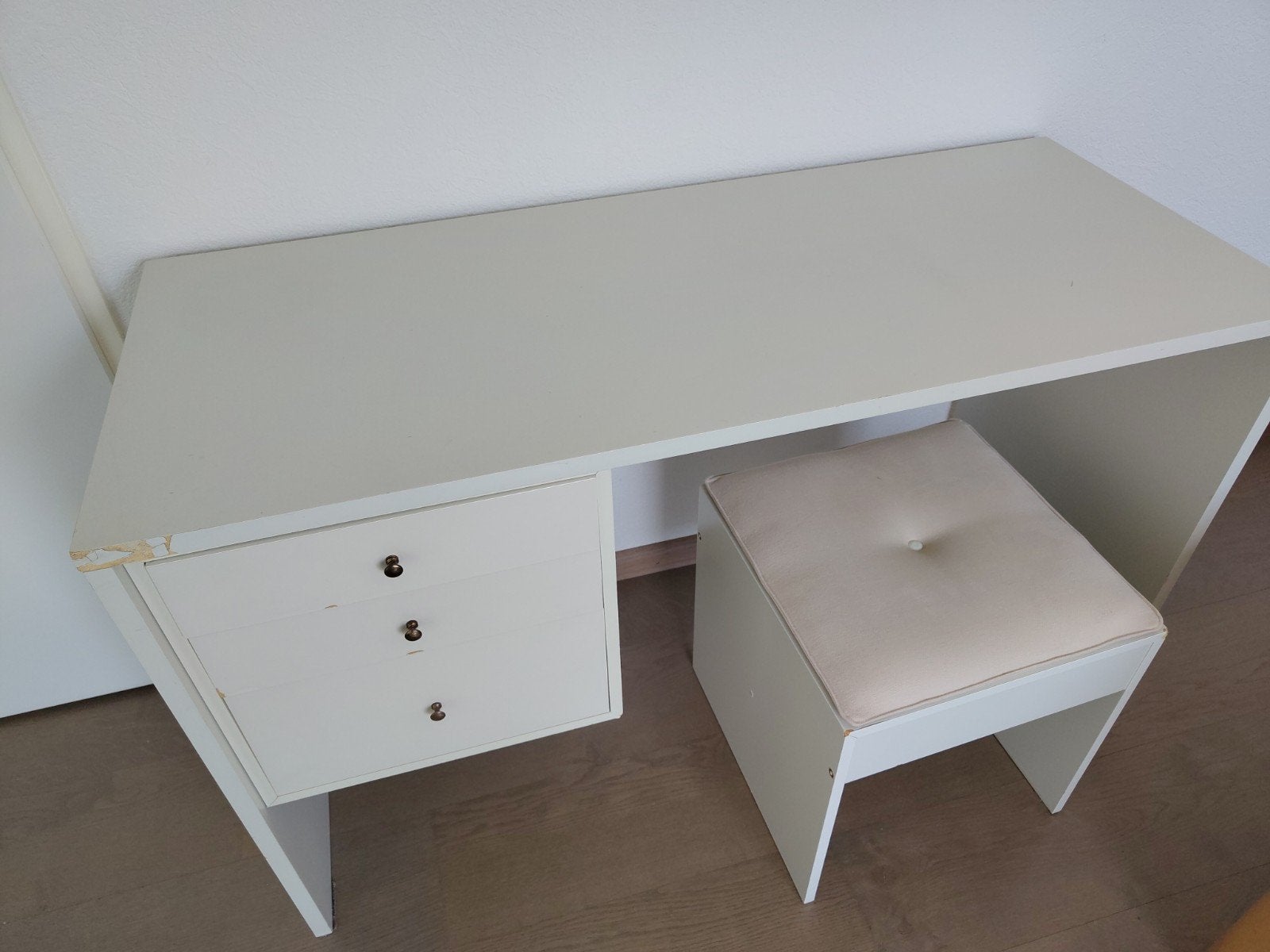 Vintage toilettafel met krukje (Pastoe), Ophalen, Gebruikt, 100 tot 150 cm, Minder dan 100 cm