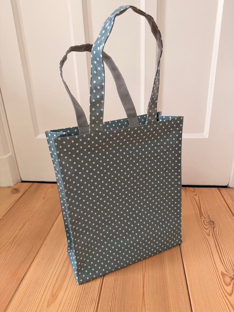 Nieuw. Vintage/retro gestippelde tas met rits, blauw/grijs, Sieraden, Tassen en Uiterlijk, Tassen | Damestassen, Ophalen of Verzenden