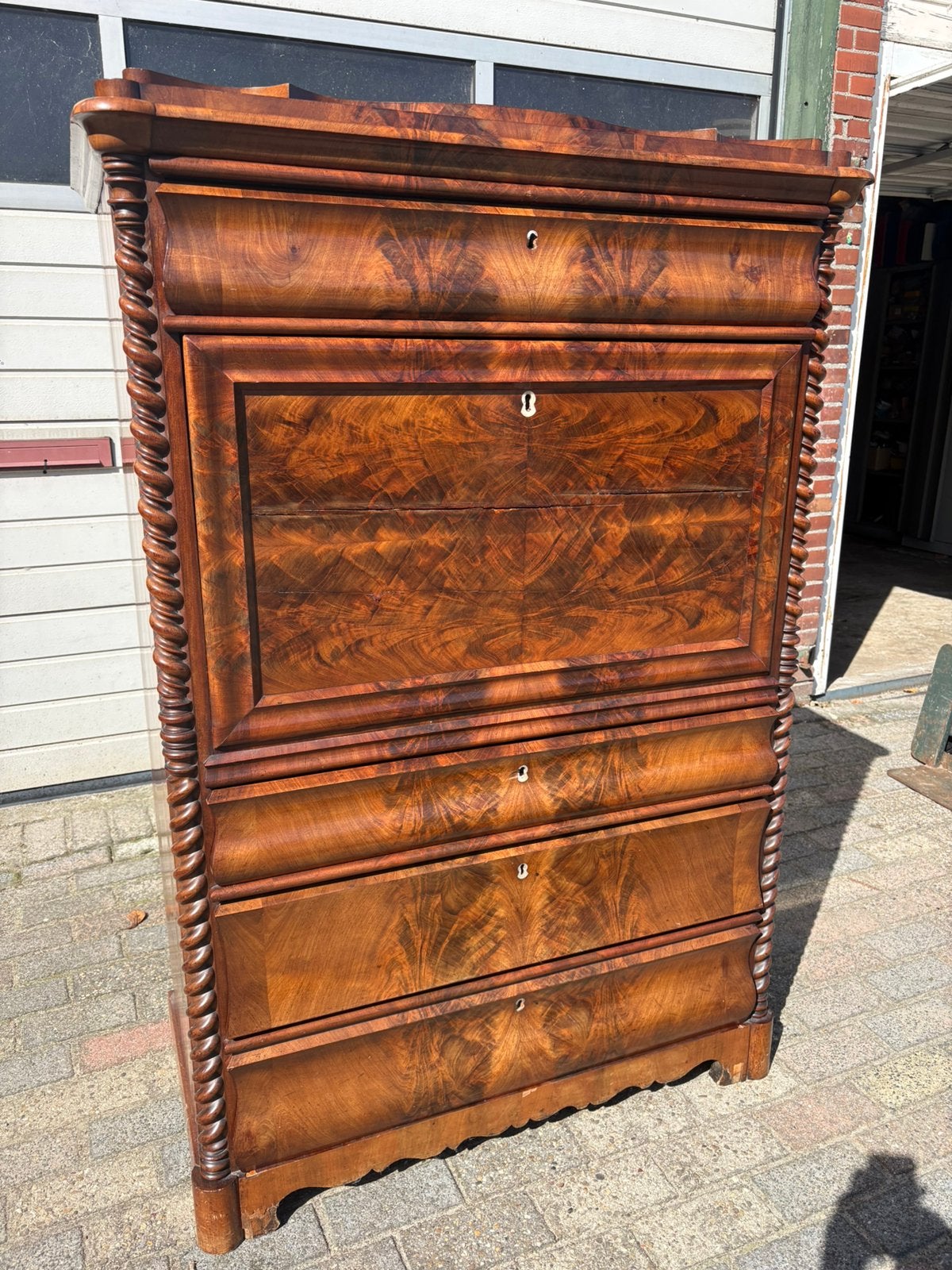 Mahonie houten Secretaire, Antiek en Kunst, Ophalen