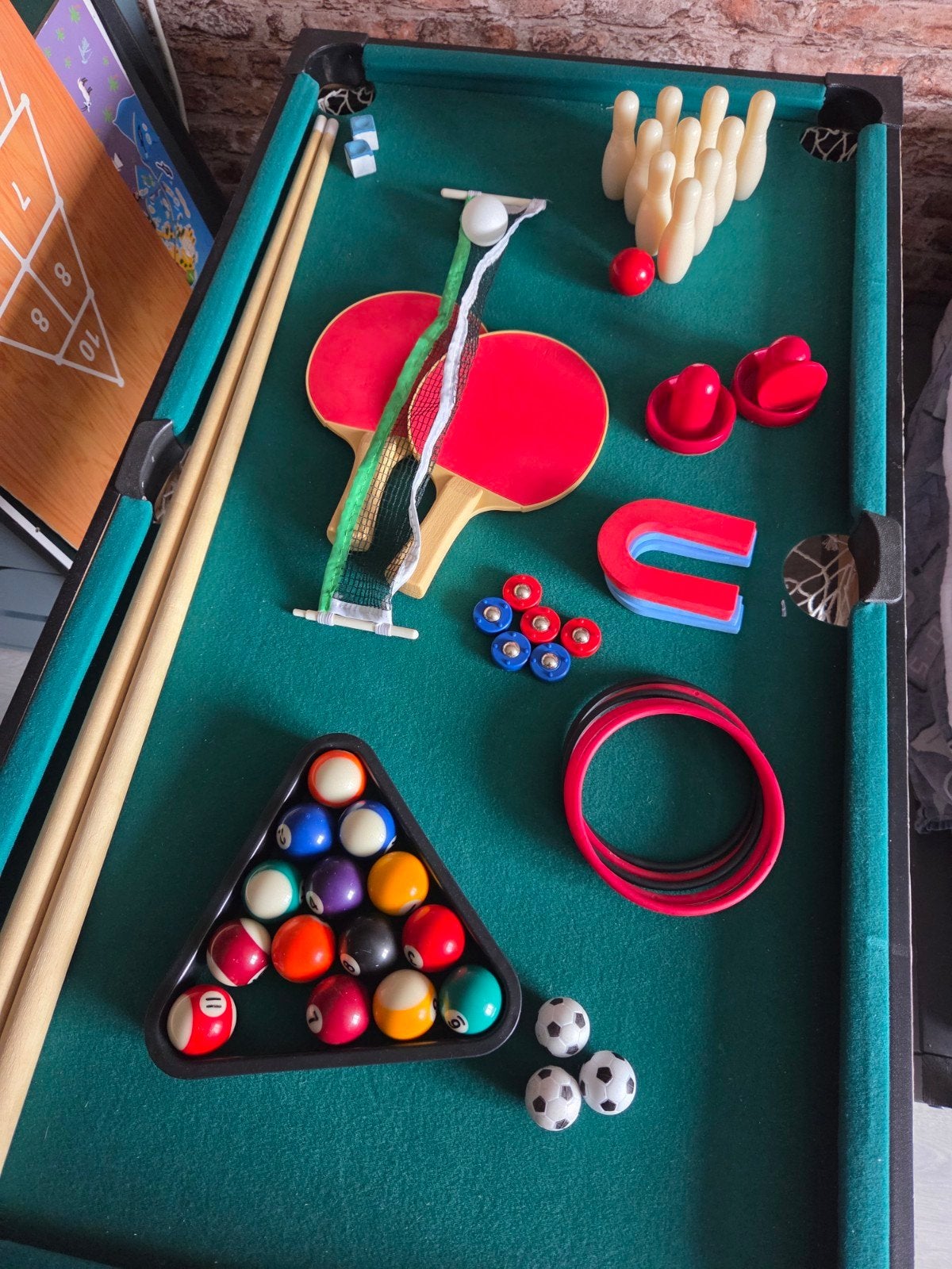 tafelvoetbal / airhockey / tafeltennis multi tafel, Ophalen, Gebruikt