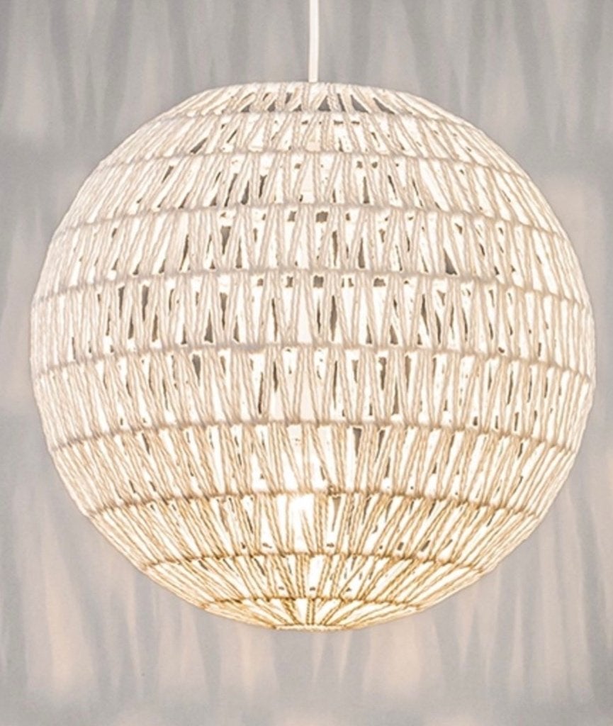 Lamp bol vorm 50 cm doorsnede crème wit, Ophalen, Zo goed als nieuw, Textiel, Retro naturel japandi scandinavisch