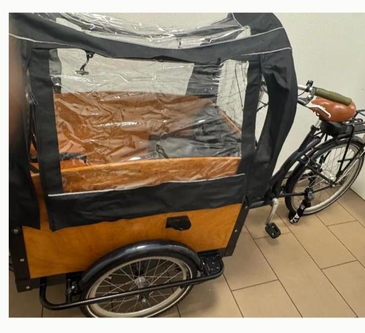 Nieuwe elektrische bakfiets met kussens, regenkap, afdekhoes, Fietsen en Brommers, Fietsen | Bakfietsen, Nieuw, Overige merken