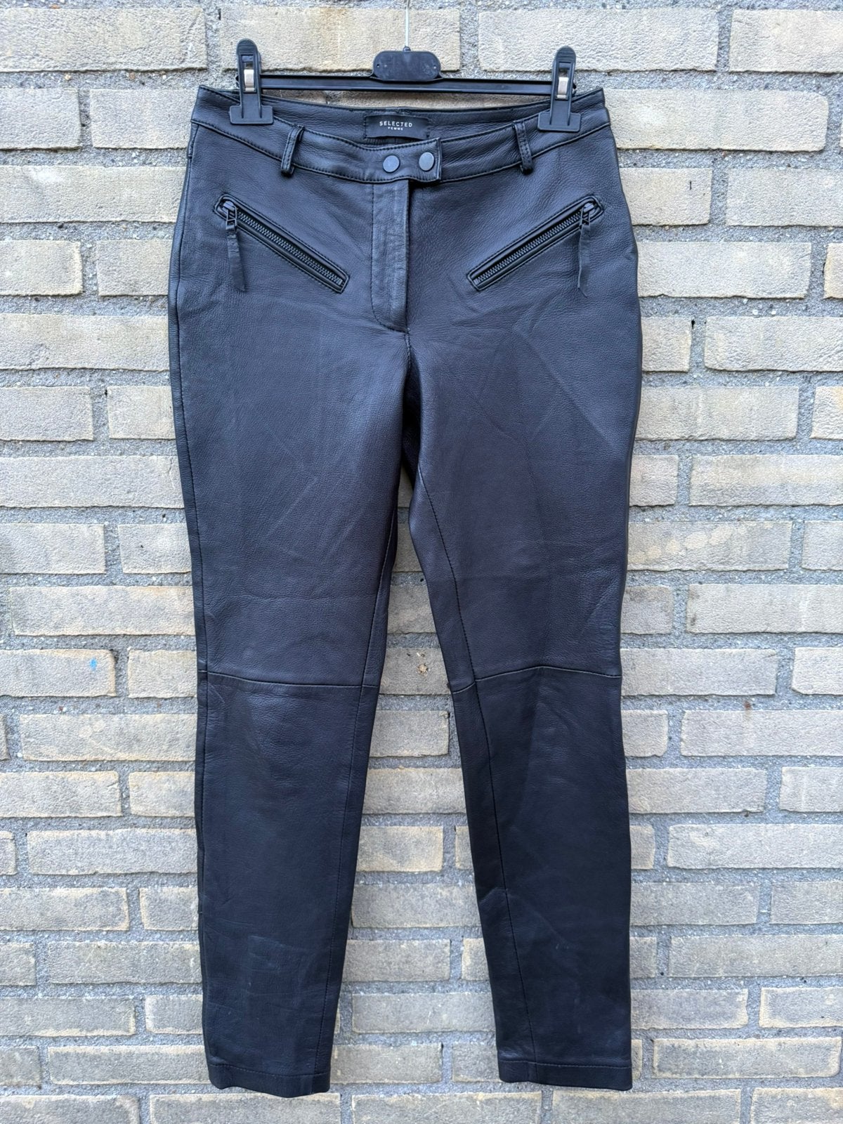 Selected Femme * stoere echt lederen broek ( maat 34/36), Kleding | Dames, Verzenden, Zwart, Lang