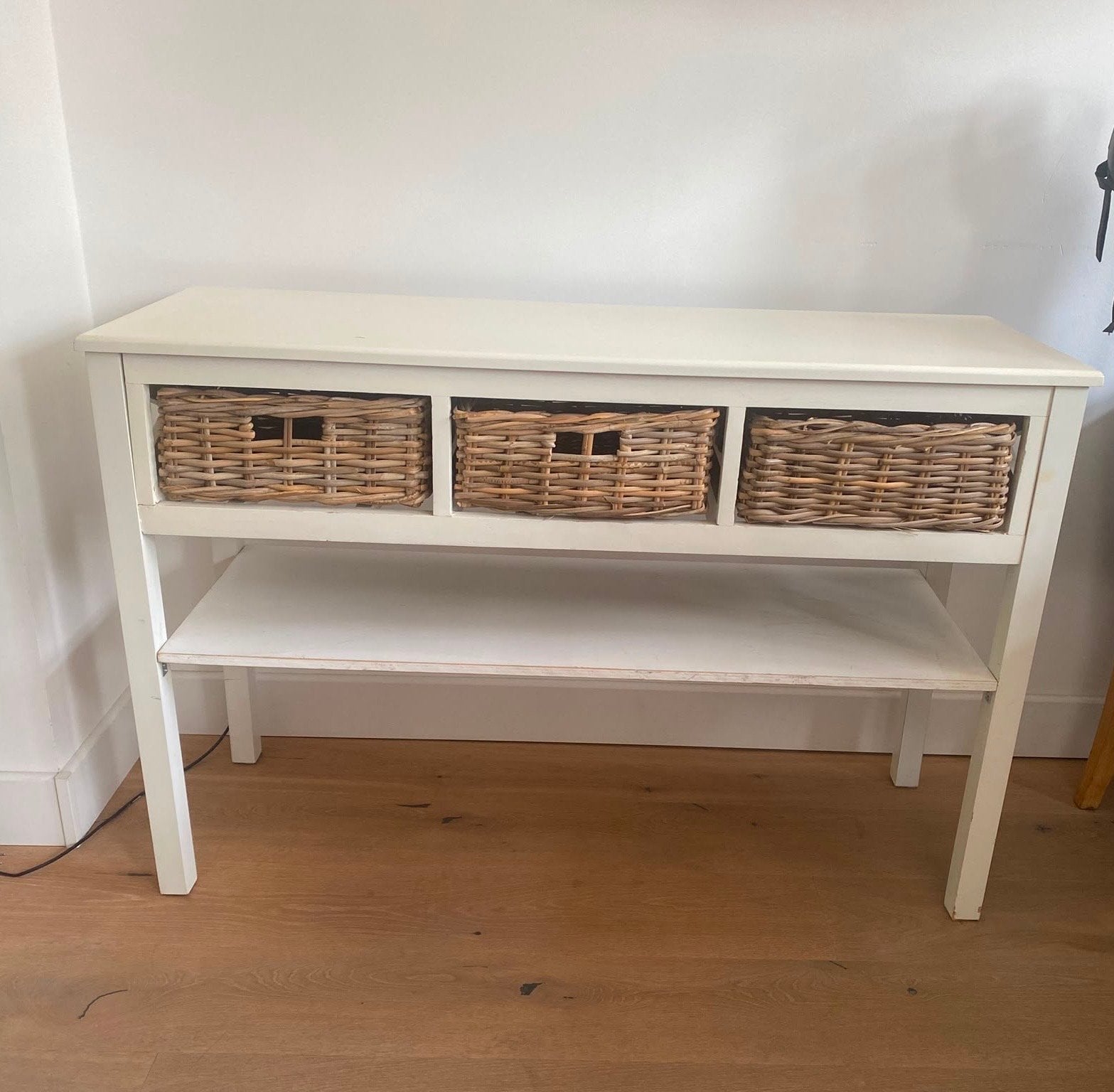 Sidetable met rieten manden - 120x40x80 cm, Ophalen, Gebruikt, 75 cm of meer, 60 cm of meer