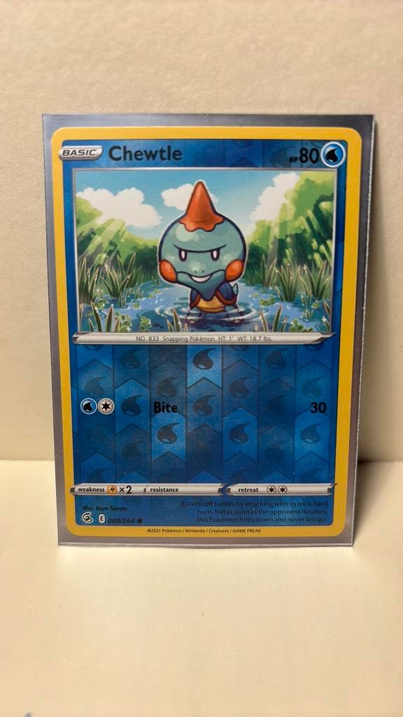 Chewtle 080/264 fusion strike reverse holo pokemon kaart, Hobby en Vrije tijd, Verzamelkaartspellen | Pokémon, Nieuw, Boosterbox