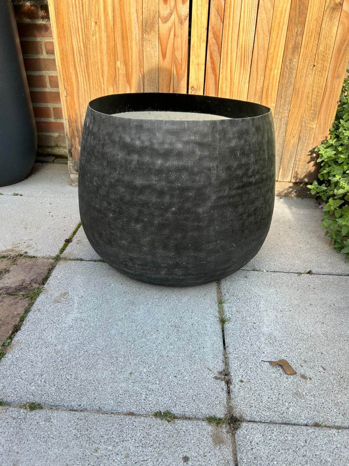 Bloempot(metaal) 50/38, Rond, Zo goed als nieuw, Metaal, Ophalen