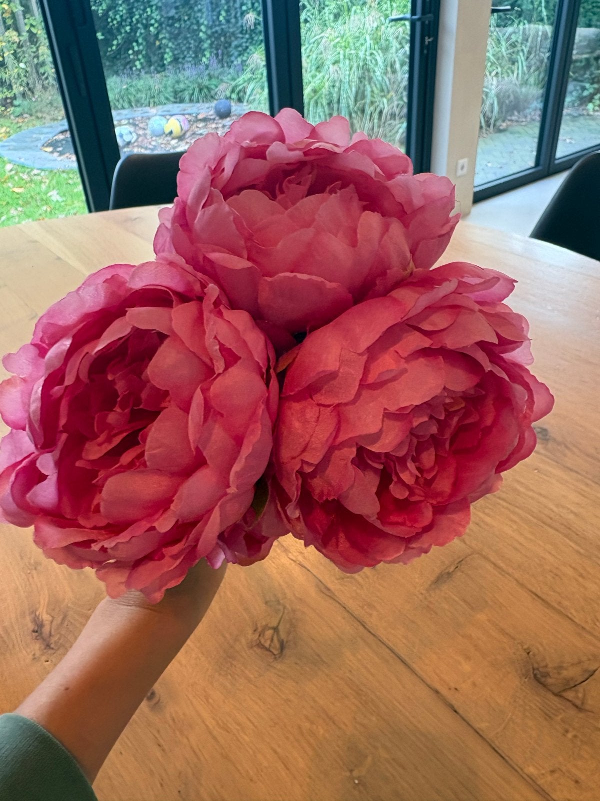 Prachtige roze kunstbloemen - Boeket pioenrozen, Binnen, Roze, Textiel, Ophalen of Verzenden