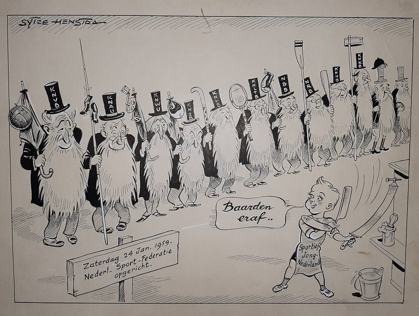 UNIEK 1959 Originele tekening Ned. Sportfederatie opgericht, Ophalen, Overige sporten, Overige typen