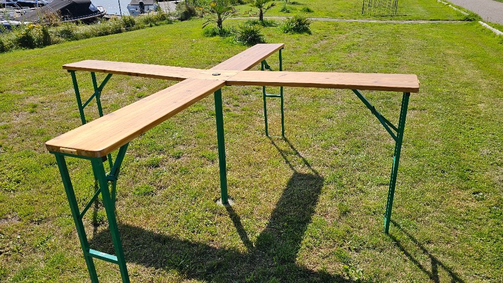 Statafel XXL Quattro Hout 241x241x104cm Inklapbaar, Ophalen, Zo goed als nieuw