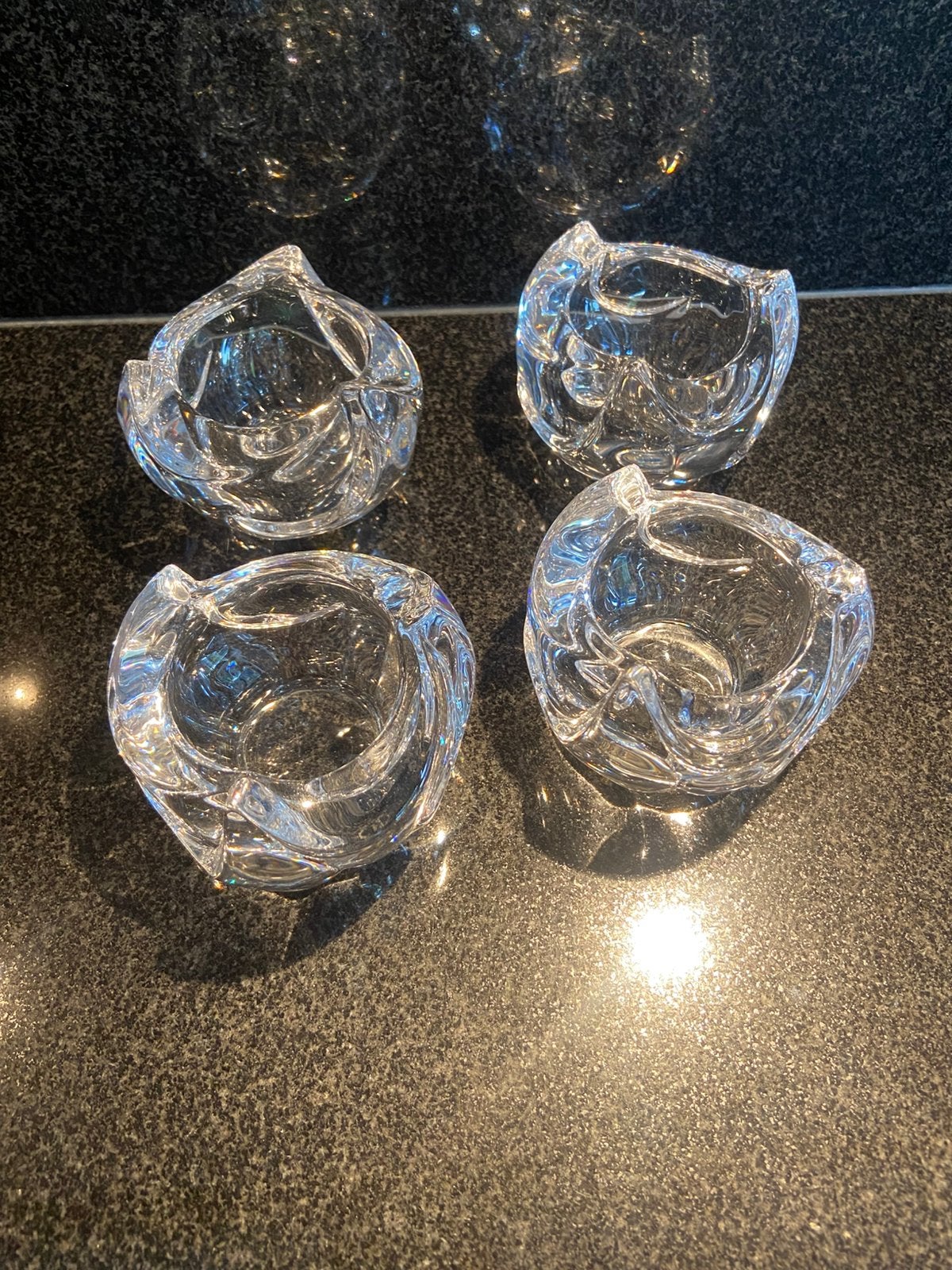 Kristal waxinelichtje 4 stuks, Antiek en Kunst, Antiek | Glas en Kristal, Ophalen