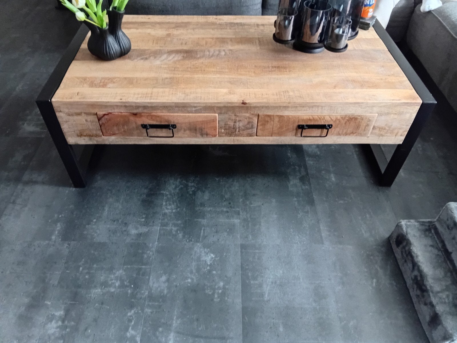 Mango houten salon tafel, 100 tot 150 cm, Zo goed als nieuw, Minder dan 50 cm, Rechthoekig