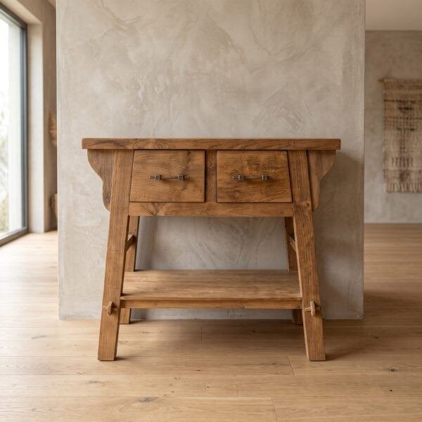 29194 Sidetable Teak 0,80 m, Ophalen, 100 tot 150 cm, 75 cm of meer, Teakhout